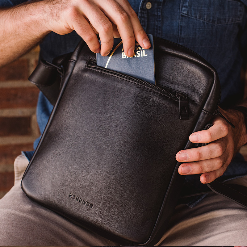 Bolsa de couro para iPad Nômade NW091 Italiano preto