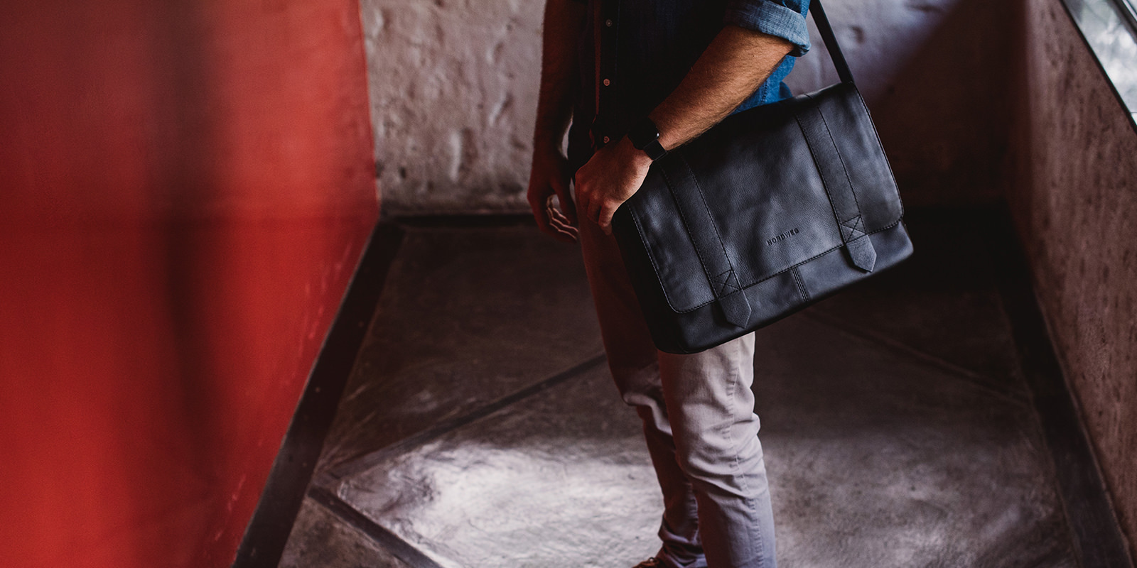 Bolsa masculina de couro para notebook NW066B